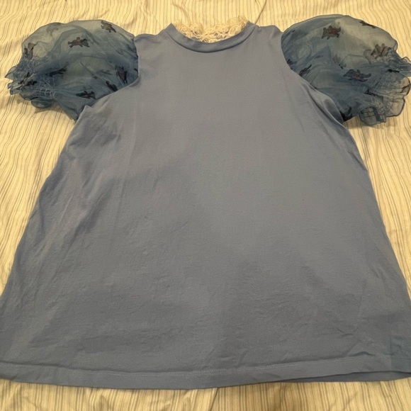 Puff Sleeve Top - Lazy Oaf - Baby blue lace collar w sheer   Sleeves - Picture 4 of 11